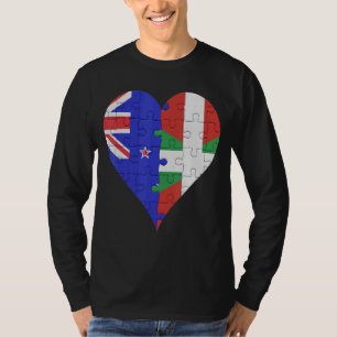 New Zealander Basque Flag Heart T-Shirt