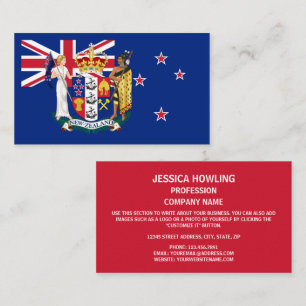 New Zealander Flag & Coat of Arms, New Zealand Business Card
