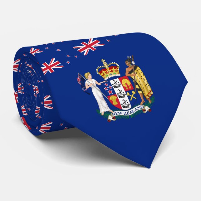 New Zealander Flag & Coat of Arms, New Zealand Tie (Rolled)