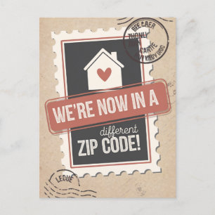 New Zip Code Home Moving Announcement Postcard
