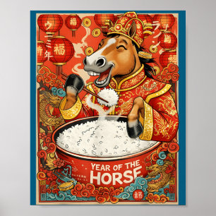 New Zodiac Chinese Horse Rice Poster