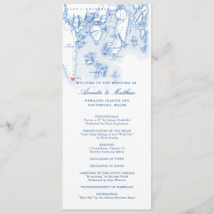 Newagen Seaside Inn Maine Elegant Blue Wedding Program