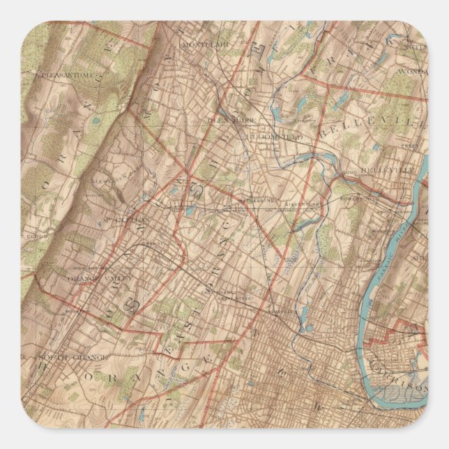 Newark and Elizabeth, New Jersey Square Sticker (Front)