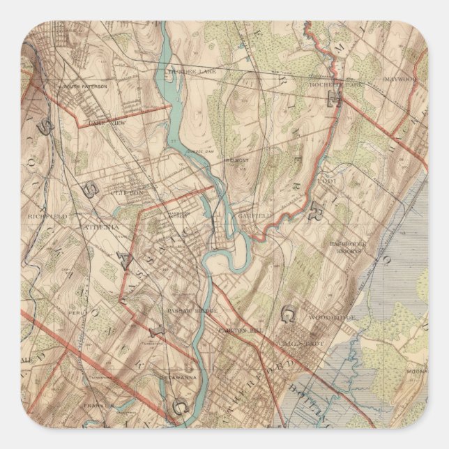 Newark and Paterson, New Jersey Square Sticker (Front)