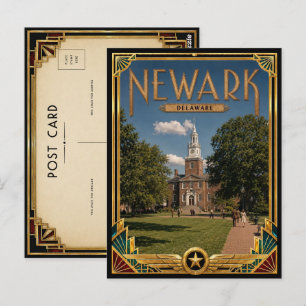 Newark Delaware Vintage Art Deco Golden Age Postcard