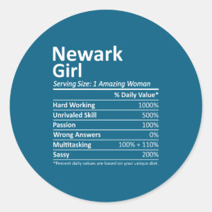 Newark Girl Nj New Jersey Funny City Home Roots Classic Round Sticker
