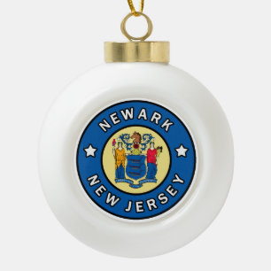 Newark New Jersey Ceramic Ball Christmas Ornament