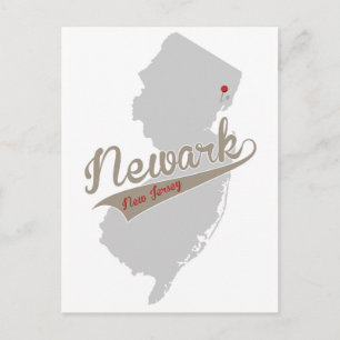 Newark, New Jersey - Pin Map - POSTCARD