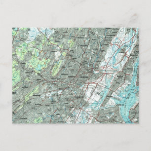 Newark NJ and Surrounding Areas Map (1986) Postcard