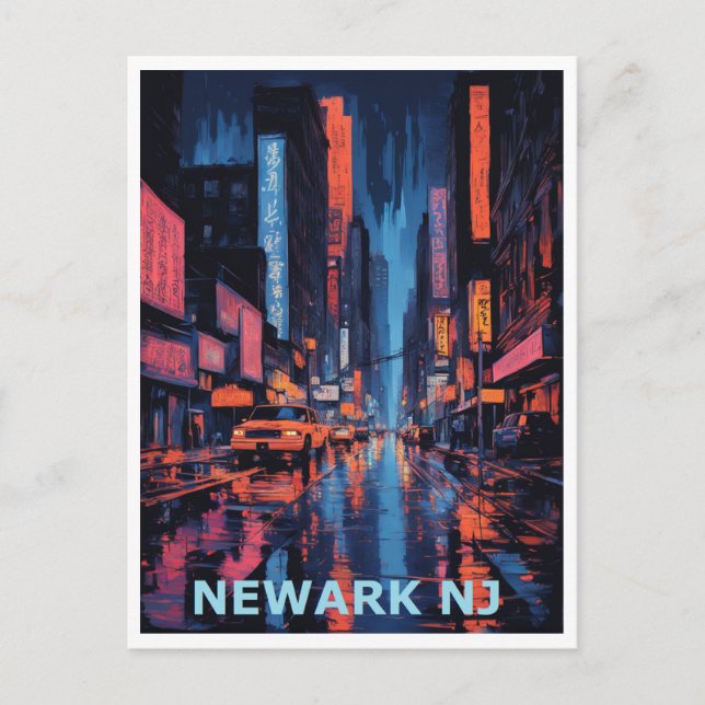 Newark NJ Colourful Graphic Design Art Postcard (Front)