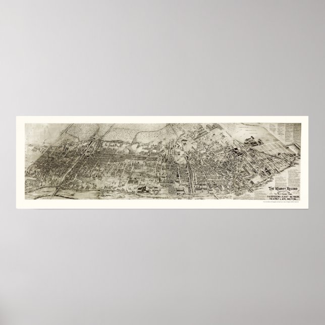Newark, NJ Panoramic Map - 1907 Poster (Front)