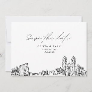 Newark NJ Wedding Save the Date Modern Invitation