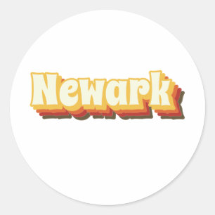 Newark Retro Vintage Text Classic Round Sticker