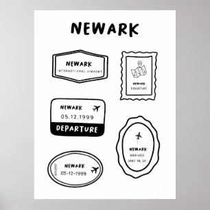 Newark - Travel Stamp Collection   Minimalist Poster
