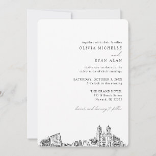 Newark Wedding Elegant Skyline Invitation