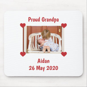 Newborn Announcement Love Grandpa Baby Photo Mouse Pad