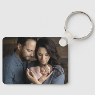 Newborn Baby and Parents Photo Key Ring
