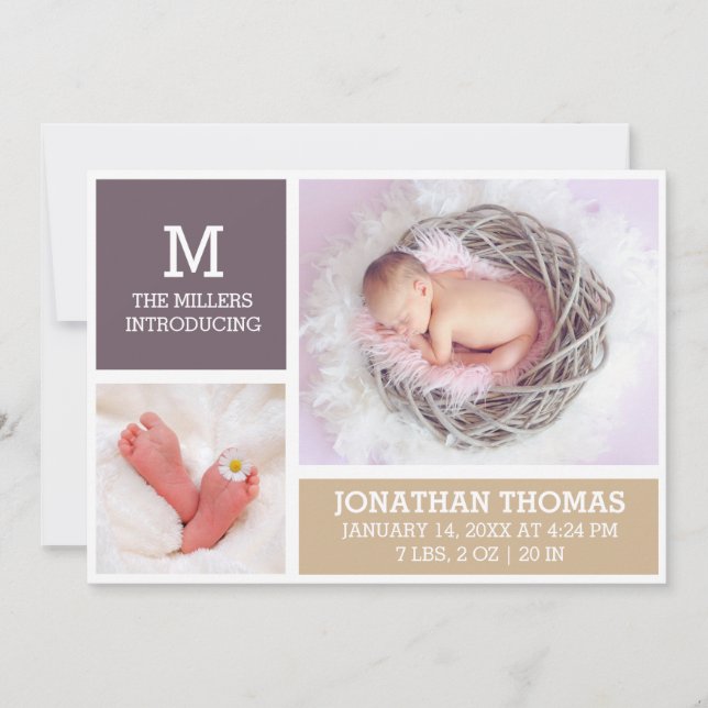 Newborn Baby Birth Announcement Photo Card (Front)