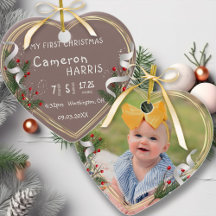Newborn Baby Birth Info Custom Photo 1st Xmas