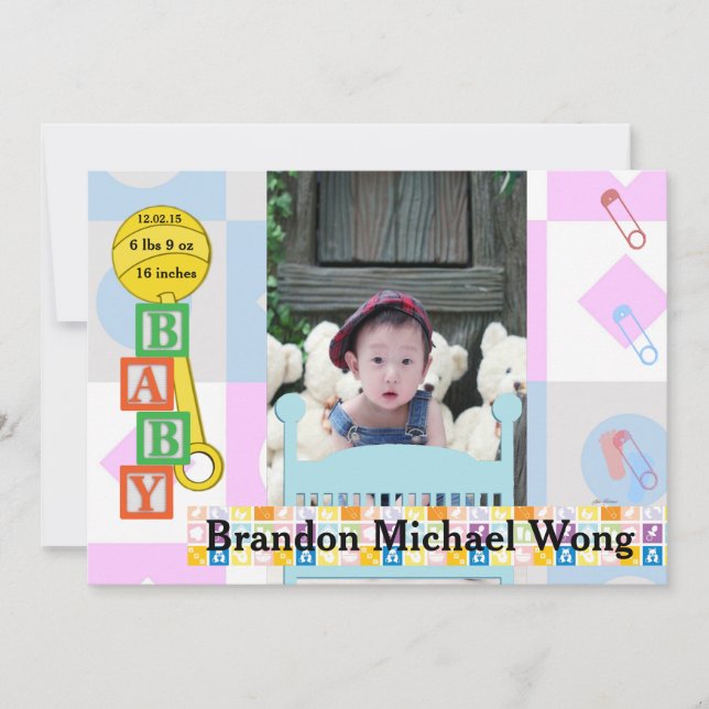 Newborn Baby Birth Photo Pregnancy Announcement (Front)