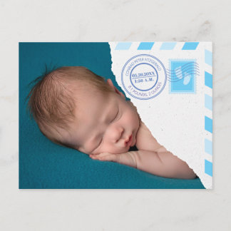 Newborn Baby Boy Announcement Postcard