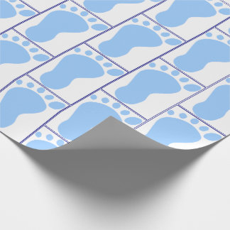 Newborn Baby Boy Blue Foot impression Wrapping Paper