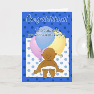 Newborn baby boy congratulations cartoon card