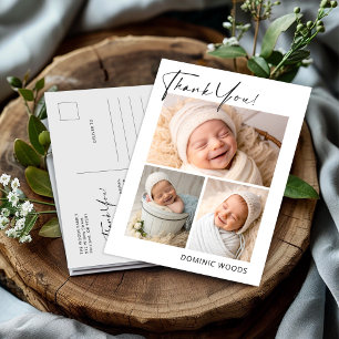 Newborn Baby Boy Photo Thank you Postcard