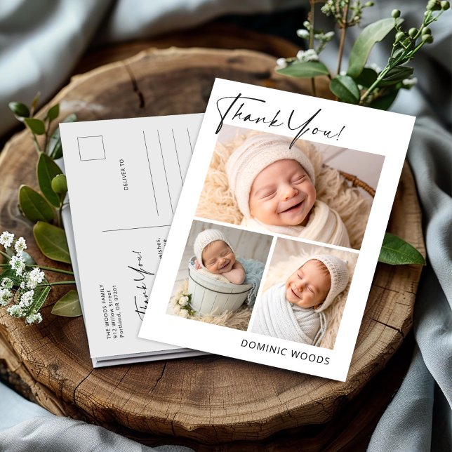Newborn Baby Boy Photo Thank you Postcard (Creator Uploaded)