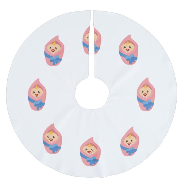 Newborn baby clipart brushed polyester tree skirt (Front)