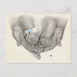 Newborn baby feet hands Postcard