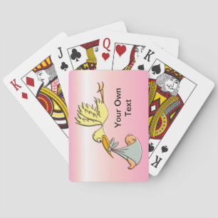 Newborn Baby Girl - A Flying Stork Delivery Playing Cards
