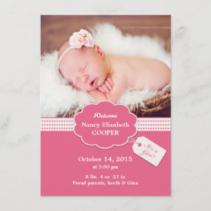 Newborn Baby Girl Announcement Card