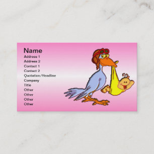 Newborn Baby Girl Arrival - A Stork Delivery Business Card