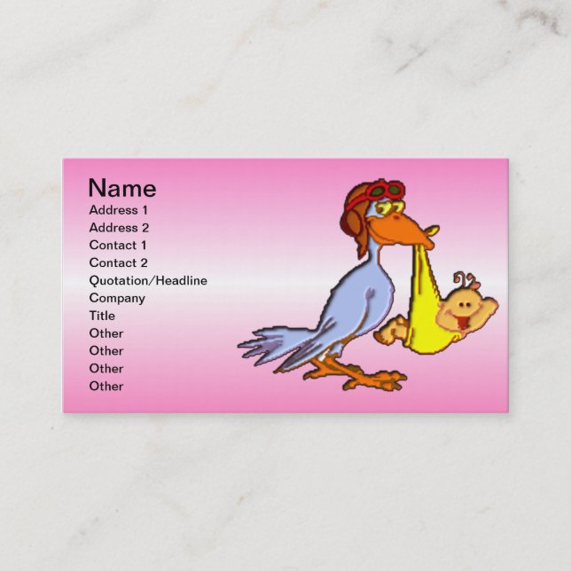 Newborn Baby Girl Arrival - A Stork Delivery Business Card (Front)