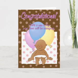 Newborn baby girl congratulations cartoon card