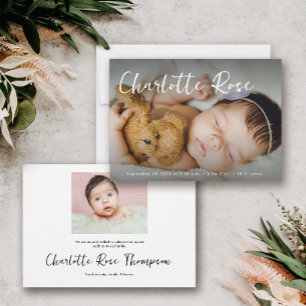 Newborn Baby girl Modern 2 photos Custom Stats Announcement