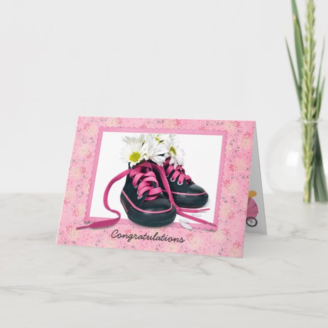 Newborn Baby Girl Shoes Card (Front)