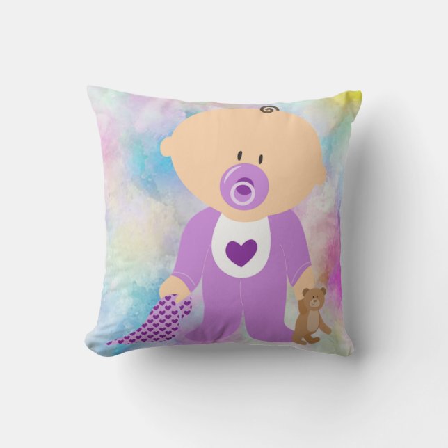 Newborn Baby Keepsake Personalised Throw Pillow (Front)