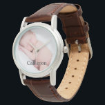 Newborn baby photo and name watch<br><div class="desc">Give her a gift she will cherish and keep,  personalise this women's watch with her favourite photo of baby. Customise the name on this eWatch.</div>