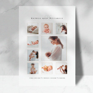 Newborn Baby Photo Collage & Monogram Birth Announcement