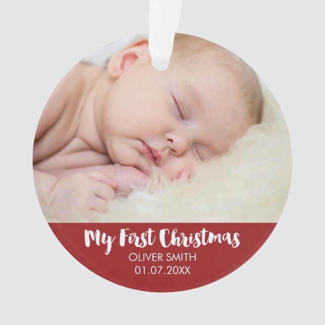 Newborn Baby Photo Holiday Ornament (Front)