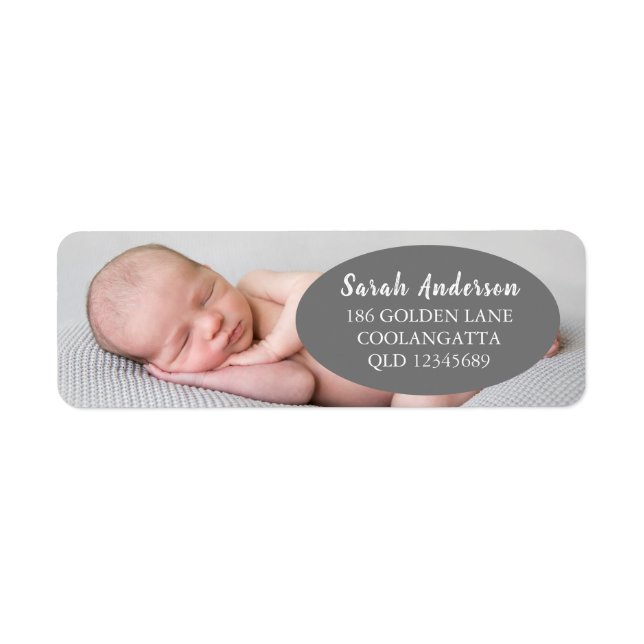 Newborn Baby Photo Return Address Label (Front)