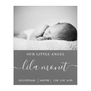 Newborn Baby Photo Stats Acrylic Art 