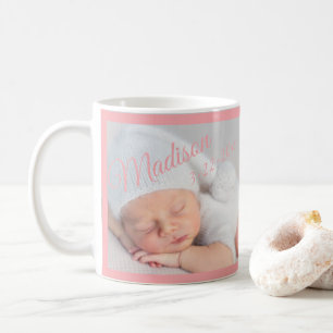 Newborn Baby Photo Typography Pink Coffee Mug