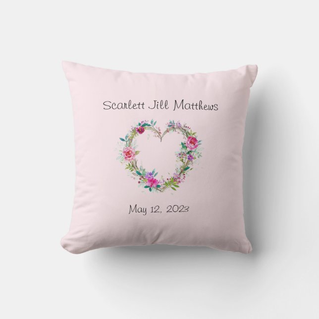Newborn baby pillow monogrammed (Front)