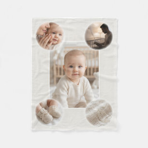 Newborn Baby Portrait Collage Grid Sweet Memories  Fleece Blanket