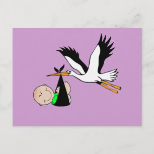 Newborn Baby & Stork Postcard