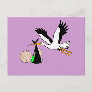 Newborn Baby & Stork Postcard