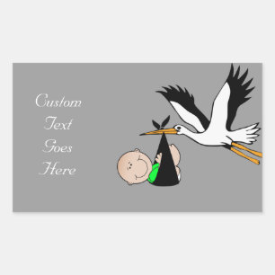 Newborn Baby & Stork Rectangular Sticker